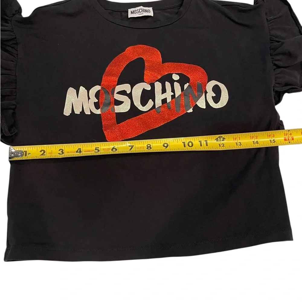 Moschino Black Crop Top with Red Heart - Picture 6 of 8